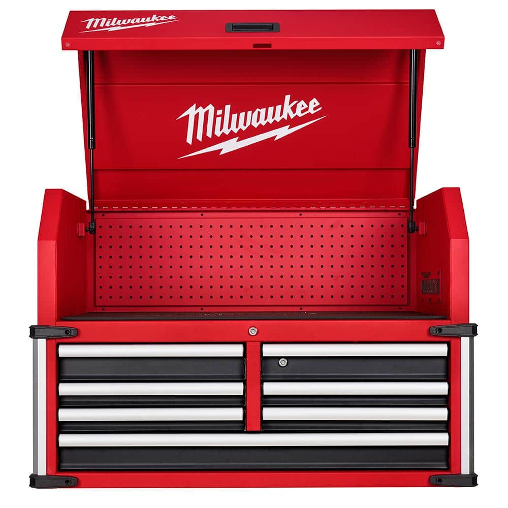Milwaukee 36 in. W x 22.1 in. D High-Capacity 7-Drawer Top Tool Chest, 18-Gauge Steel, Red
