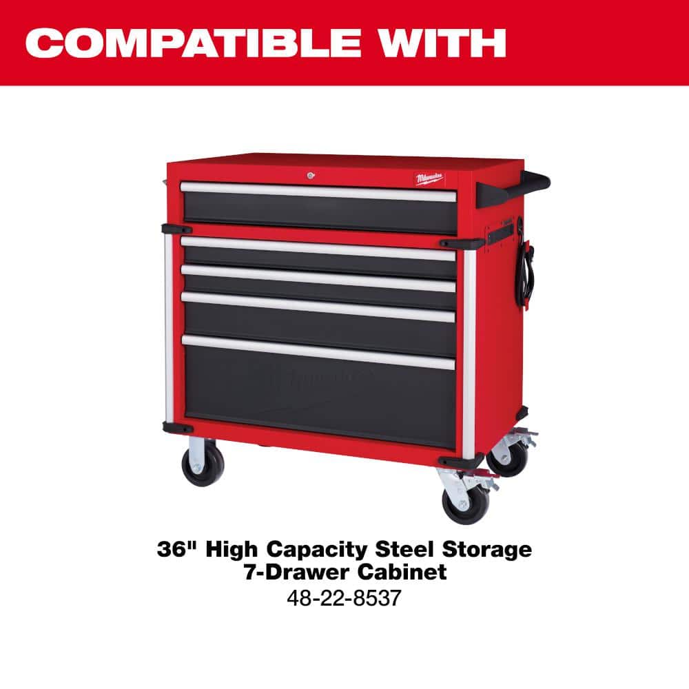Milwaukee 36 in. W x 22.1 in. D High-Capacity 7-Drawer Top Tool Chest, 18-Gauge Steel, Red