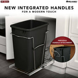 Rev-A-Shelf 35-Quart Plastic Pull-Out Trash Can with Chrome Bottom-Mount Slide, Red