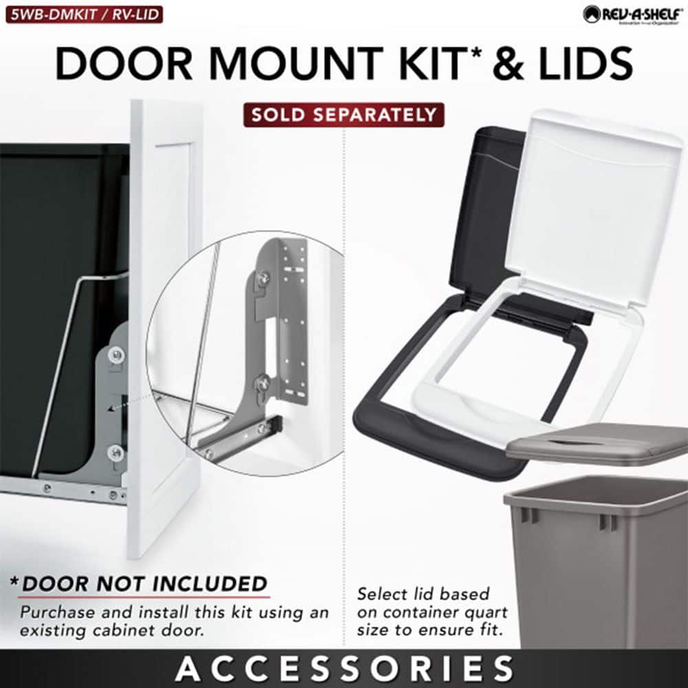 Rev-A-Shelf 35-Quart Plastic Pull-Out Trash Can with Chrome Bottom-Mount Slide, Red