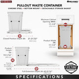 Rev-A-Shelf 35-Quart Plastic Pull-Out Trash Can, Bottom-Mount, Red, RV-12KD-16C-S