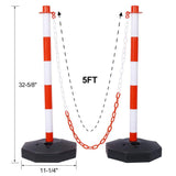 Tidoin 6-Pack Red 11.25 in. x 11.25 in. x 2.7 ft. Composite Fence Picket Post Cones with Fillable Base and 5 ft. Chain