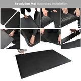Rubber-Cal Revolution Interlocking Rubber Floor Tiles, 5/8 in. Thick, 36 in. x 36 in., Black, 4-Pack