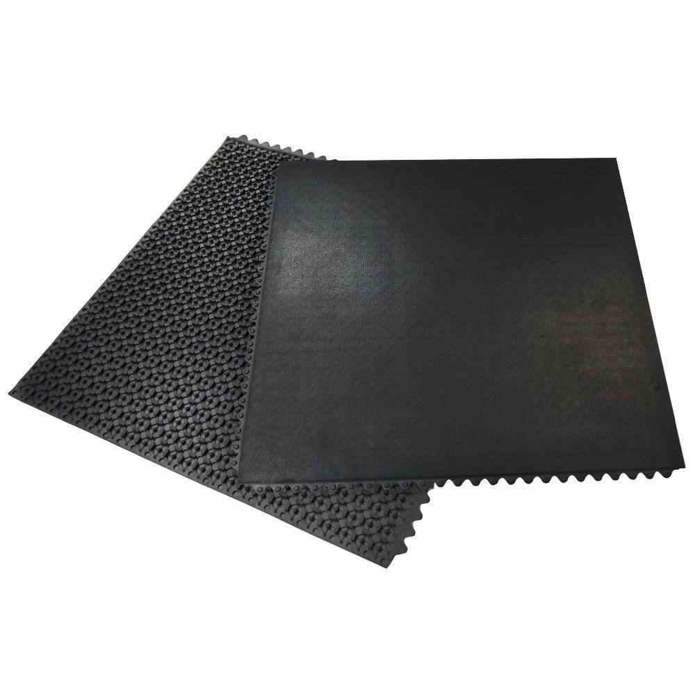 Rubber-Cal Revolution Interlocking Rubber Floor Tiles, 5/8 in. Thick, 36 in. x 36 in., Black, 4-Pack