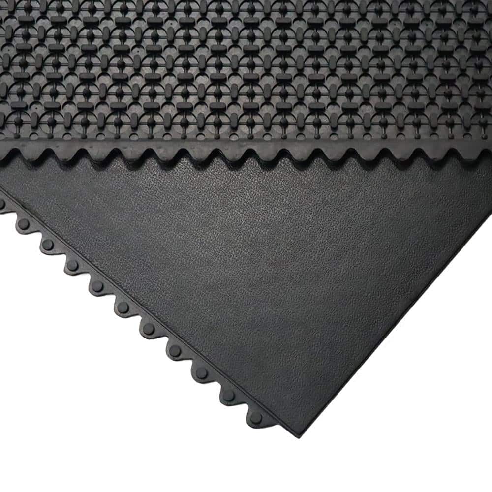 Rubber-Cal Revolution Interlocking Rubber Floor Tiles, 5/8 in. Thick, 36 in. x 36 in., Black, 4-Pack