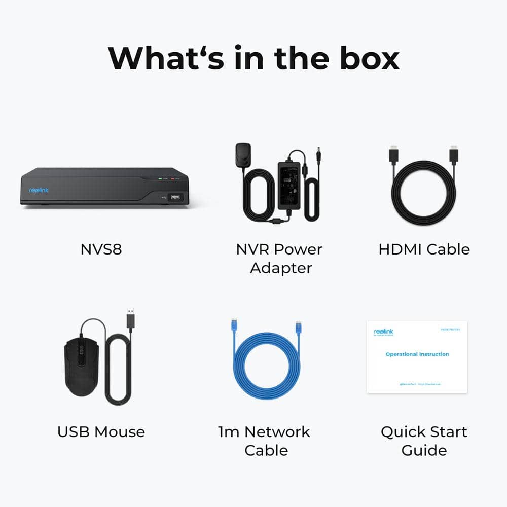 REOLINK NVS 4K 8 Channel PoE NVR for Security Camera System, Plug-In, 2TB HDD, Works with 12MP/4K/5MP/4MP IP Cameras