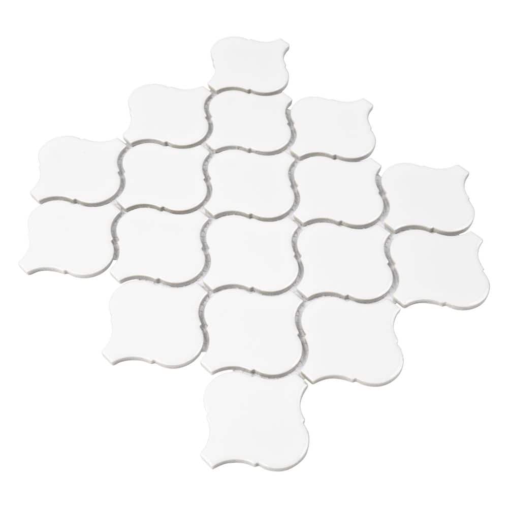 MSI Retro Bianco Arabesque 10.63 in. x 8.84 in. x 6mm Matte Porcelain Mesh-Mounted Mosaic Tile (10.95 sq. ft. / case)