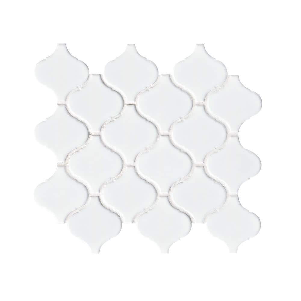 MSI Retro Bianco Arabesque 10.63 in. x 8.84 in. x 6mm Matte Porcelain Mesh-Mounted Mosaic Tile (10.95 sq. ft. / case)