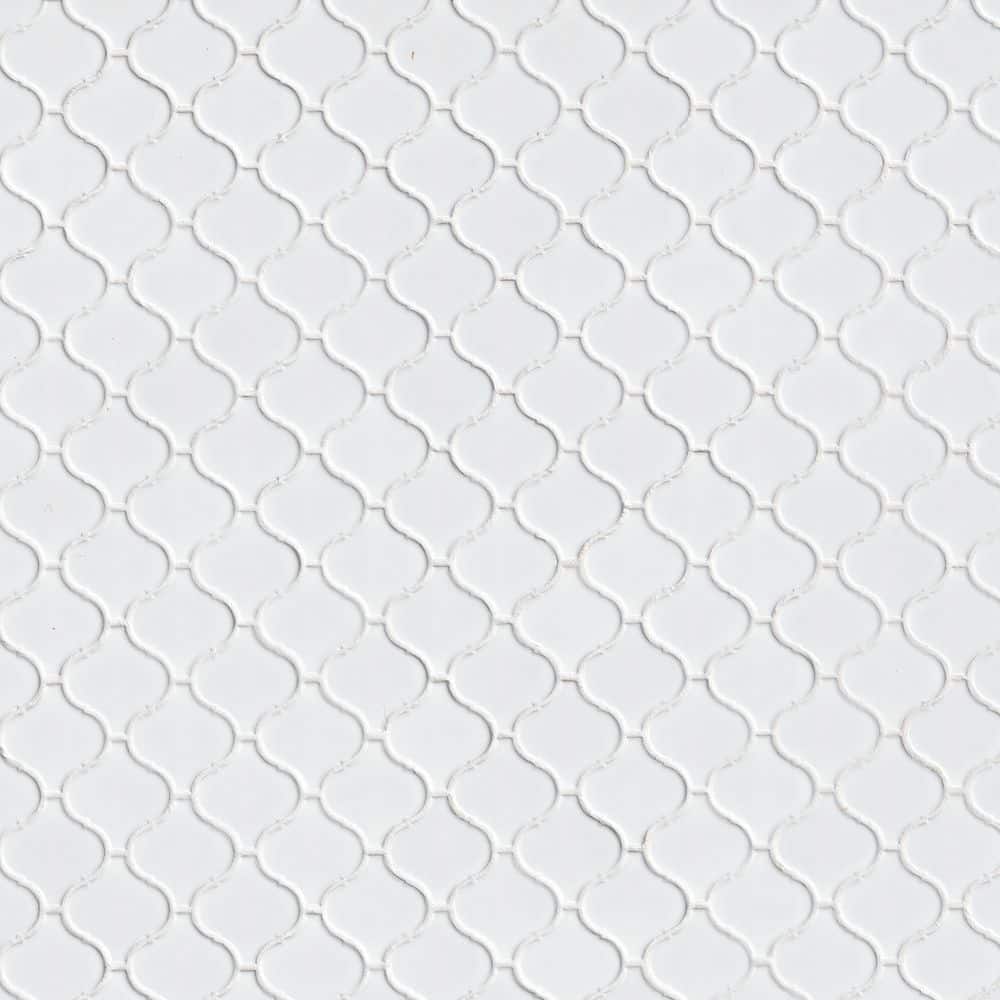 MSI Retro Bianco Arabesque 10.63 in. x 8.84 in. x 6mm Matte Porcelain Mesh-Mounted Mosaic Tile (10.95 sq. ft. / case)