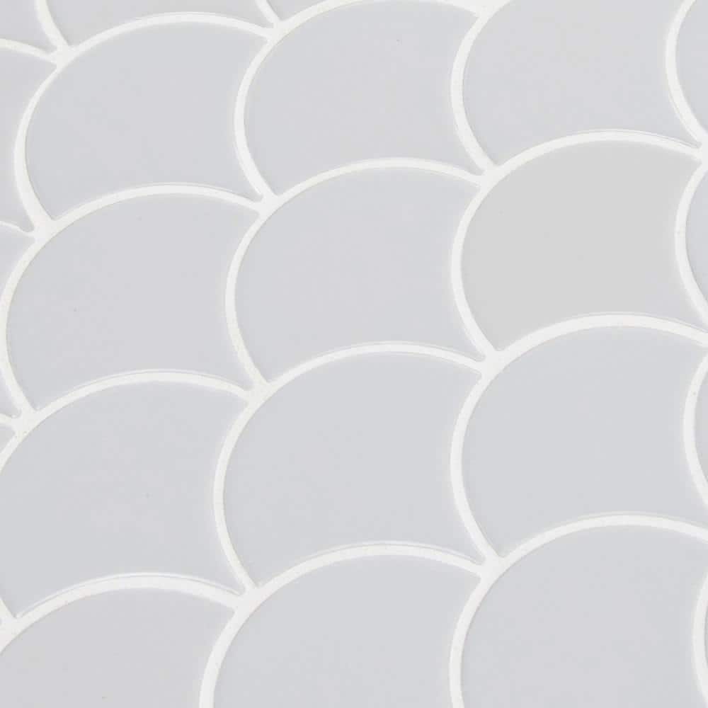 MSI Retro Gray Scallop 13.19 in. x 11.22 in. x 6mm Glossy Porcelain Mesh-Mounted Mosaic Tile (13.65 sq. ft. / case)