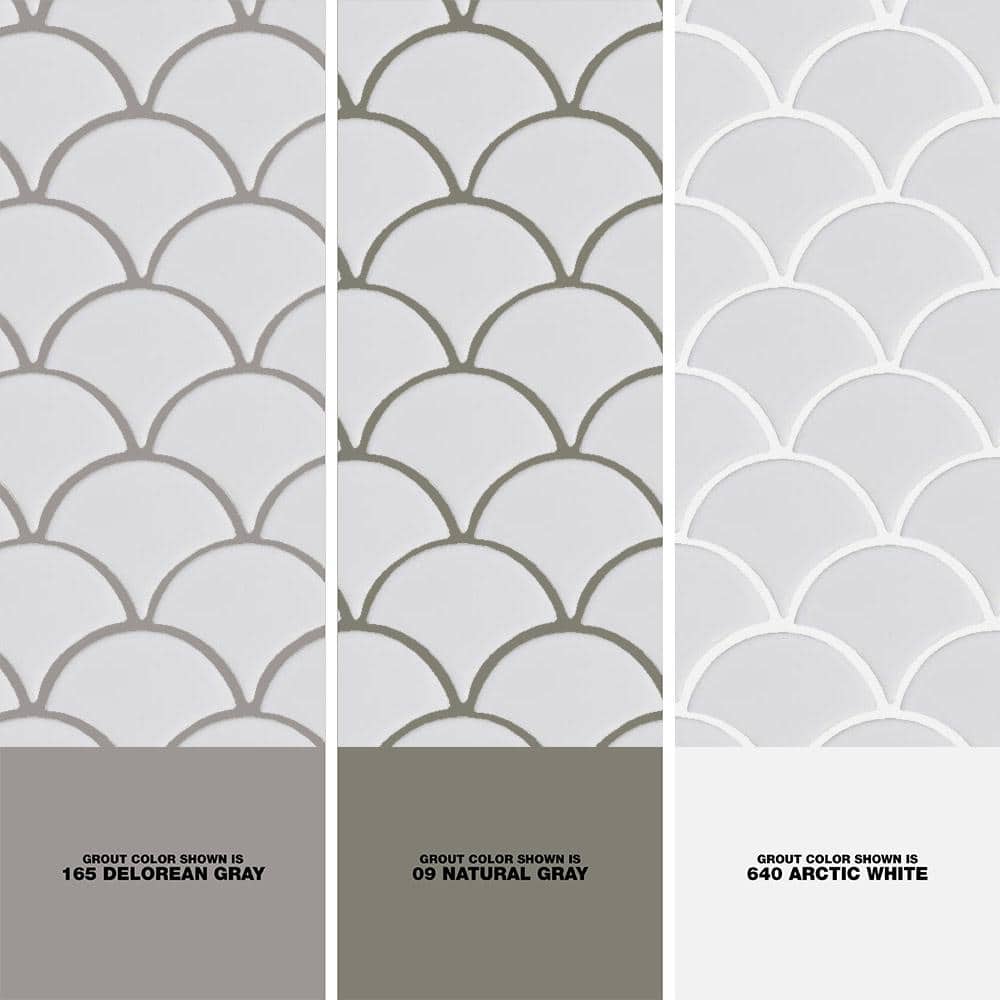MSI Retro Gray Scallop 13.19 in. x 11.22 in. x 6mm Glossy Porcelain Mesh-Mounted Mosaic Tile (13.65 sq. ft. / case)