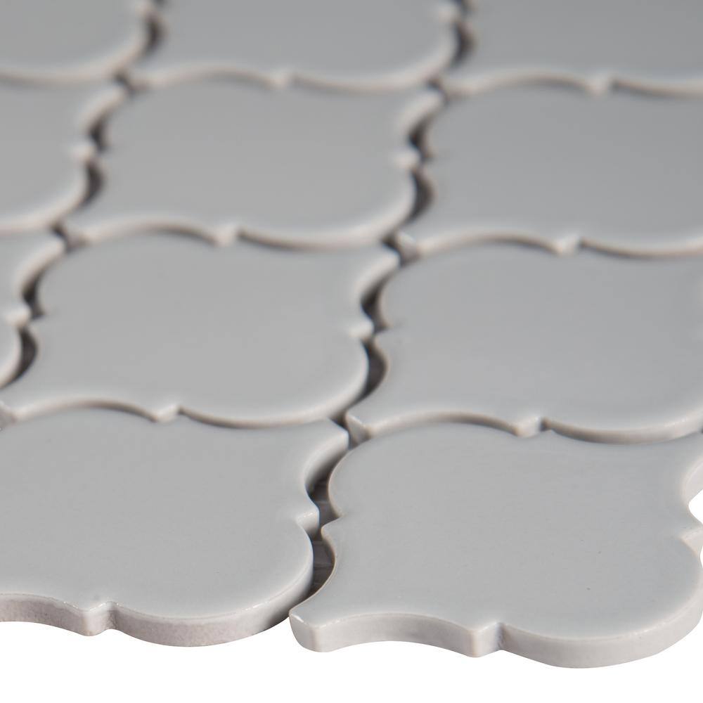 MSI Retro Gray Arabesque 13.19 in. x 11.22 in. x 6mm Glossy Porcelain Mesh-Mounted Mosaic Tile (10.95 sq. ft. / case)
