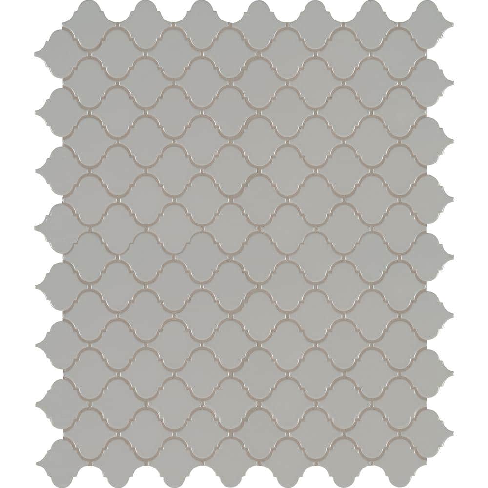 MSI Retro Gray Arabesque 13.19 in. x 11.22 in. x 6mm Glossy Porcelain Mesh-Mounted Mosaic Tile (10.95 sq. ft. / case)