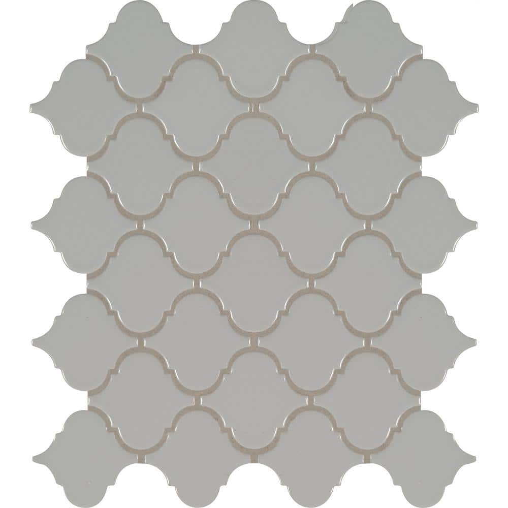 MSI Retro Gray Arabesque 13.19 in. x 11.22 in. x 6mm Glossy Porcelain Mesh-Mounted Mosaic Tile (10.95 sq. ft. / case)
