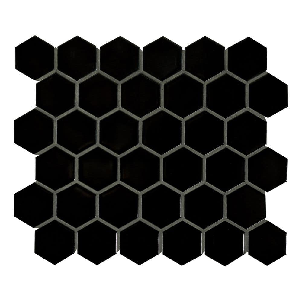 MSI Retro Black Hexagon 11.63 in. x 12.75 in. Matte Porcelain Floor and Wall Tile (14.4 sq. ft./Case)