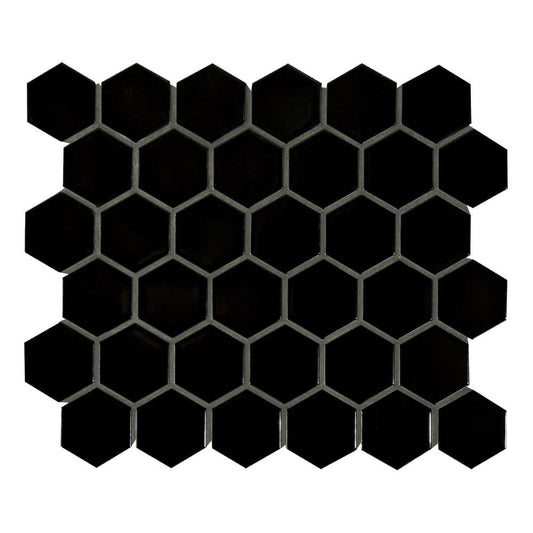 MSI Retro Black Hexagon 11.63 in. x 12.75 in. Matte Porcelain Floor and Wall Tile (14.4 sq. ft./Case)