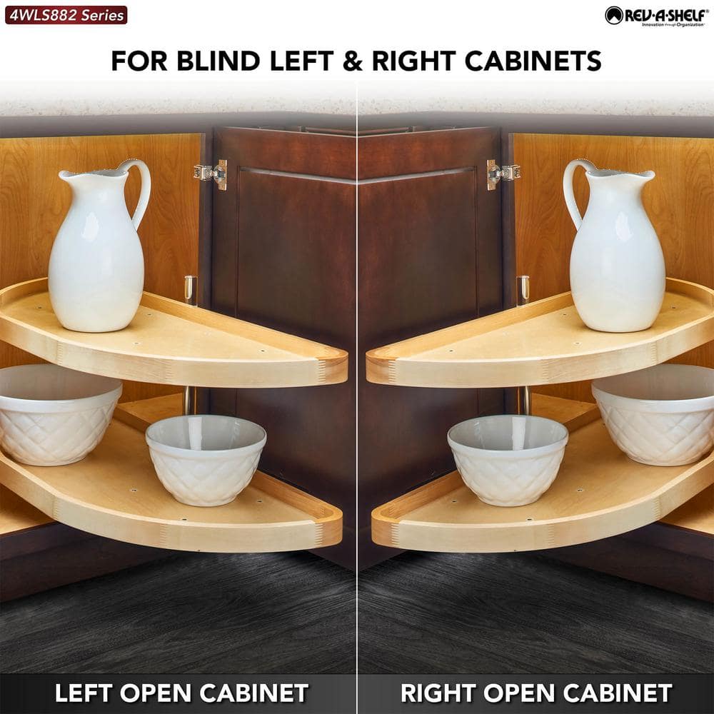 Rev-A-Shelf 2-Shelf Turner Natural Brown 32 in. Lazy Susan Half-Moon Shaped