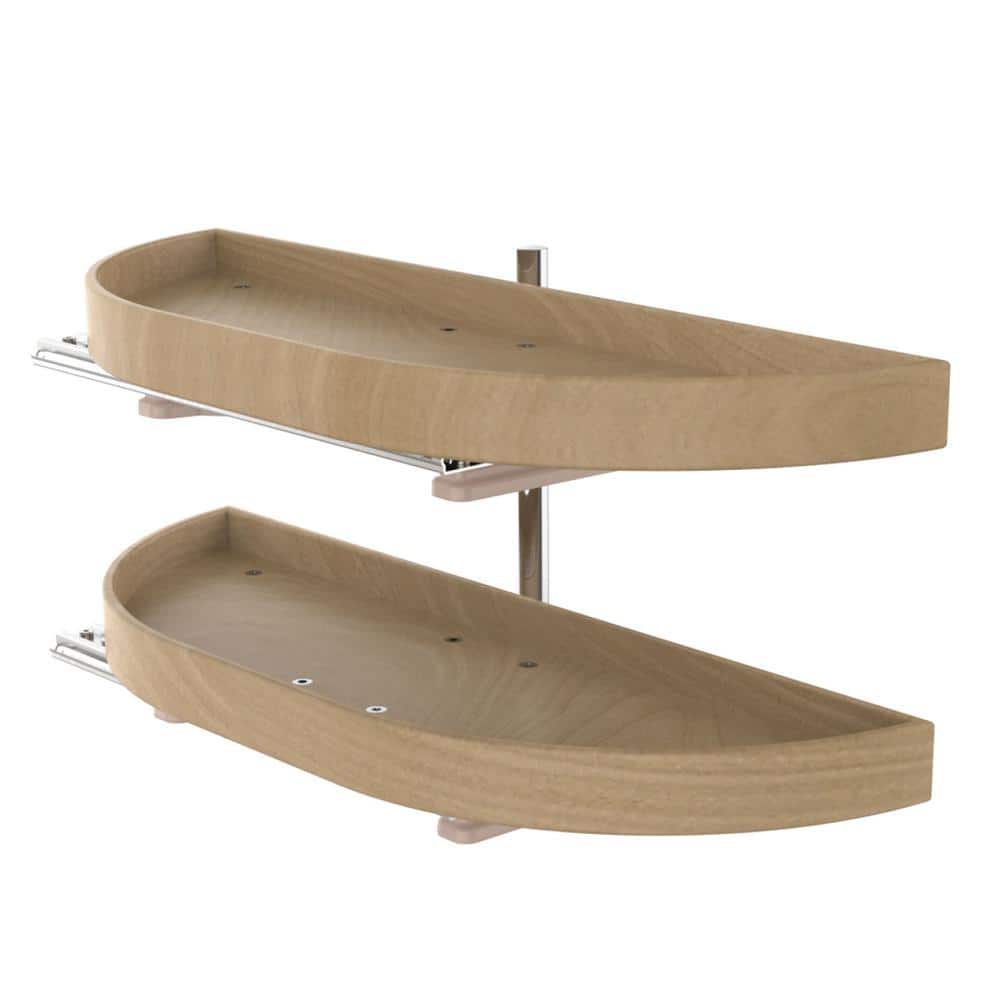 Rev-A-Shelf 2-Shelf Turner Natural Brown 32 in. Lazy Susan Half-Moon Shaped