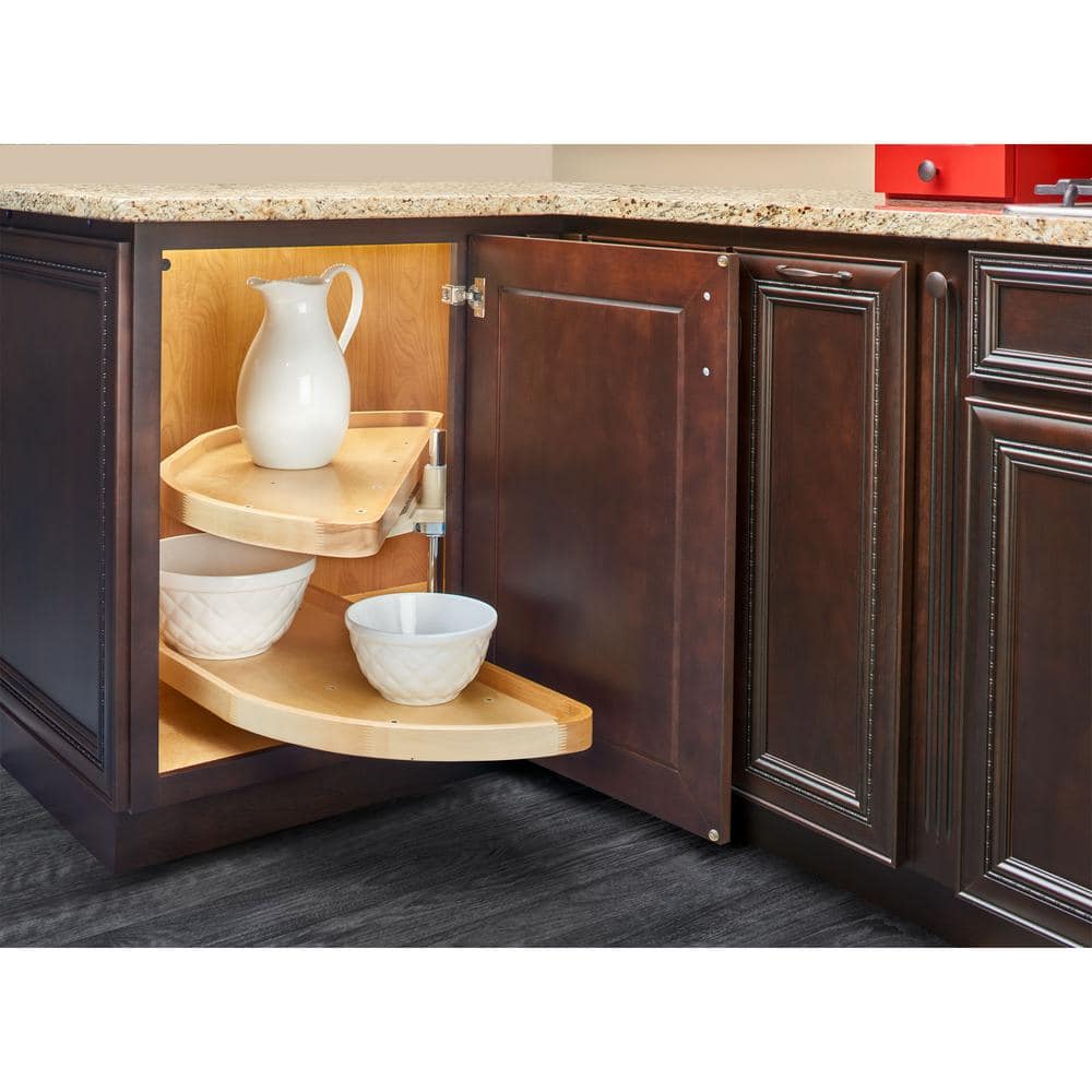 Rev-A-Shelf 2-Shelf Turner Natural Brown 32 in. Lazy Susan Half-Moon Shaped