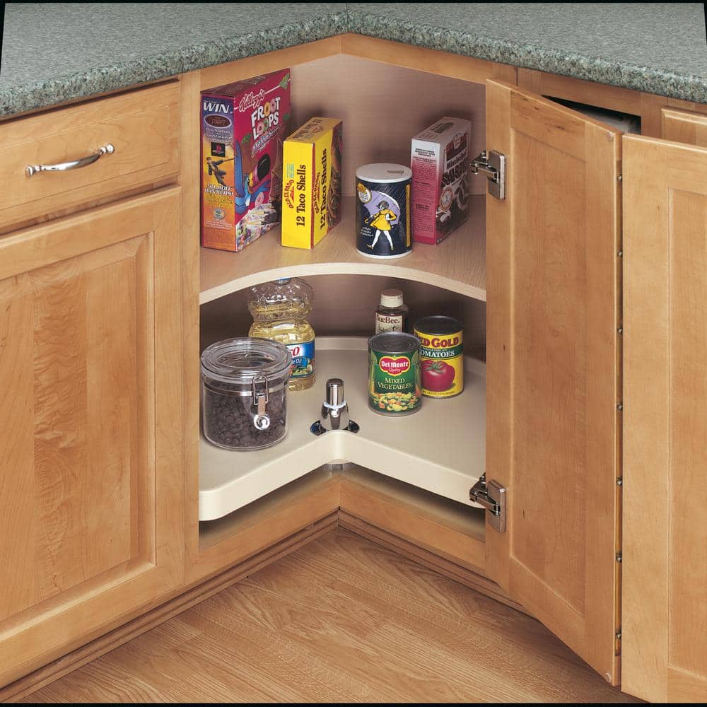 Rev-A-Shelf 28 in. Almond Polymer Kidney Lazy Susan with Bottom mount