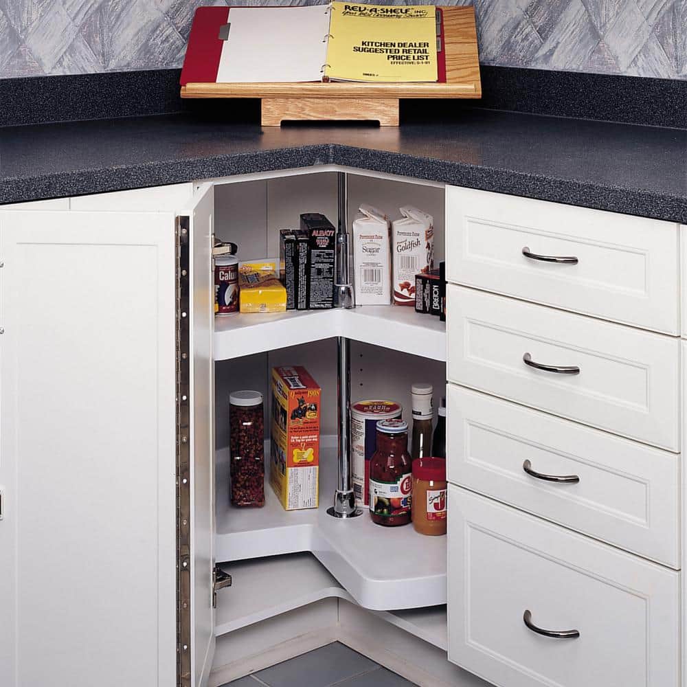 Rev-A-Shelf 2-Shelf White 32 in. Kidney Lazy Susan Corner Wall Cabinet