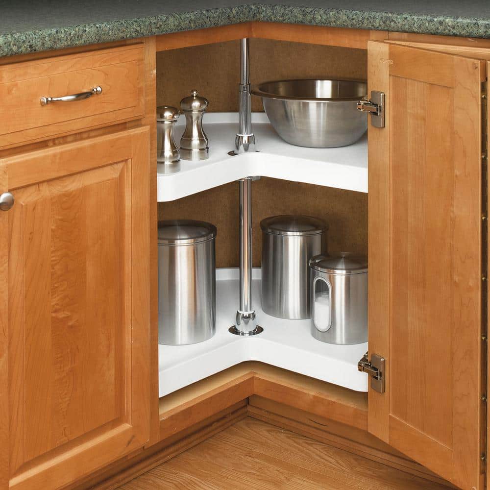 Rev-A-Shelf 2-Shelf White 32 in. Kidney Lazy Susan Corner Wall Cabinet