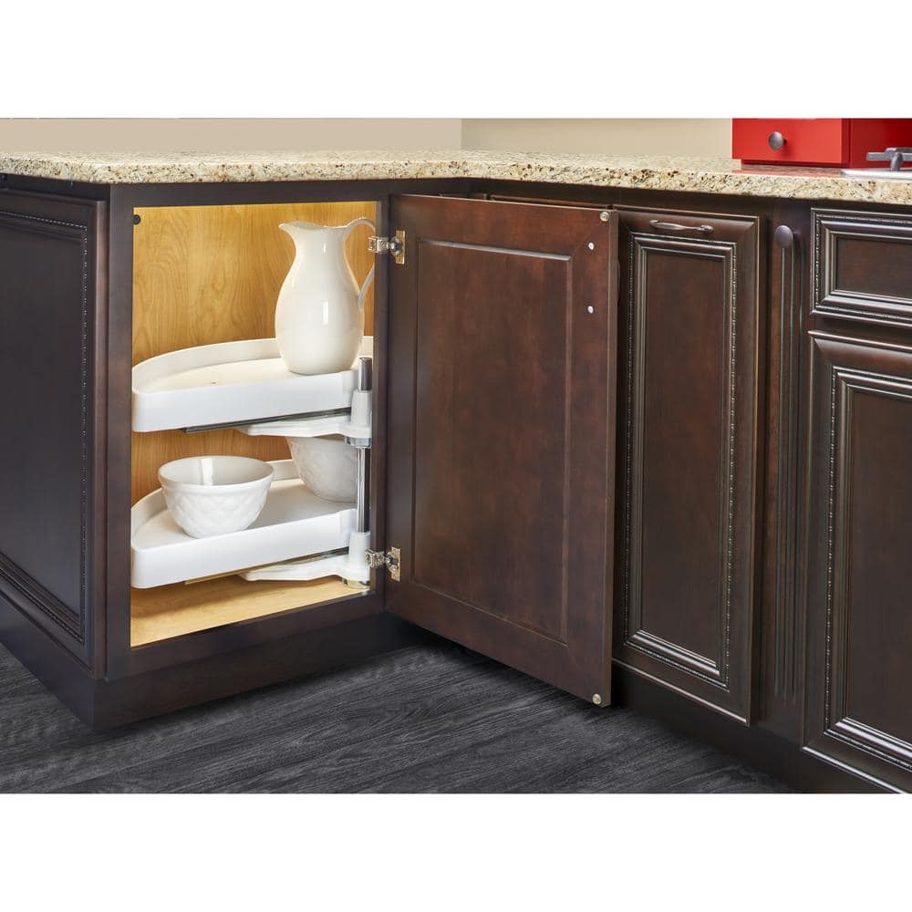 Rev-A-Shelf 2-Shelf White 31 in. Lazy Susan Half-Moon Polymer Blind Cabinet