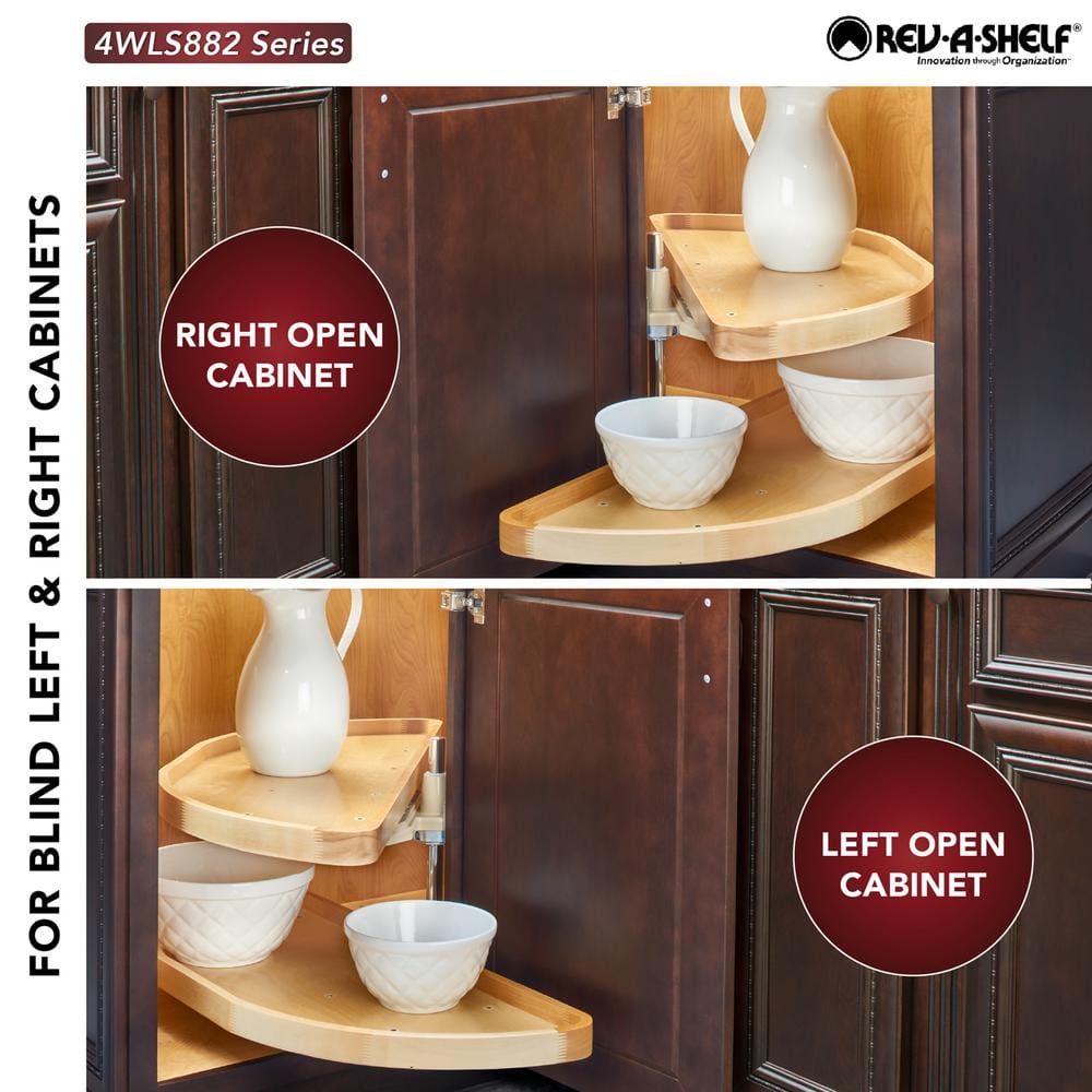 Rev-A-Shelf 2-Shelf White 31 in. Lazy Susan Half-Moon Polymer Blind Cabinet