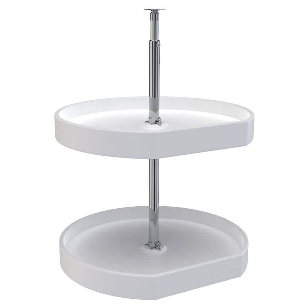 Rev-A-Shelf 2-Shelf White 20 in. Lazy Susan D-Shaped Cabinet Polymer