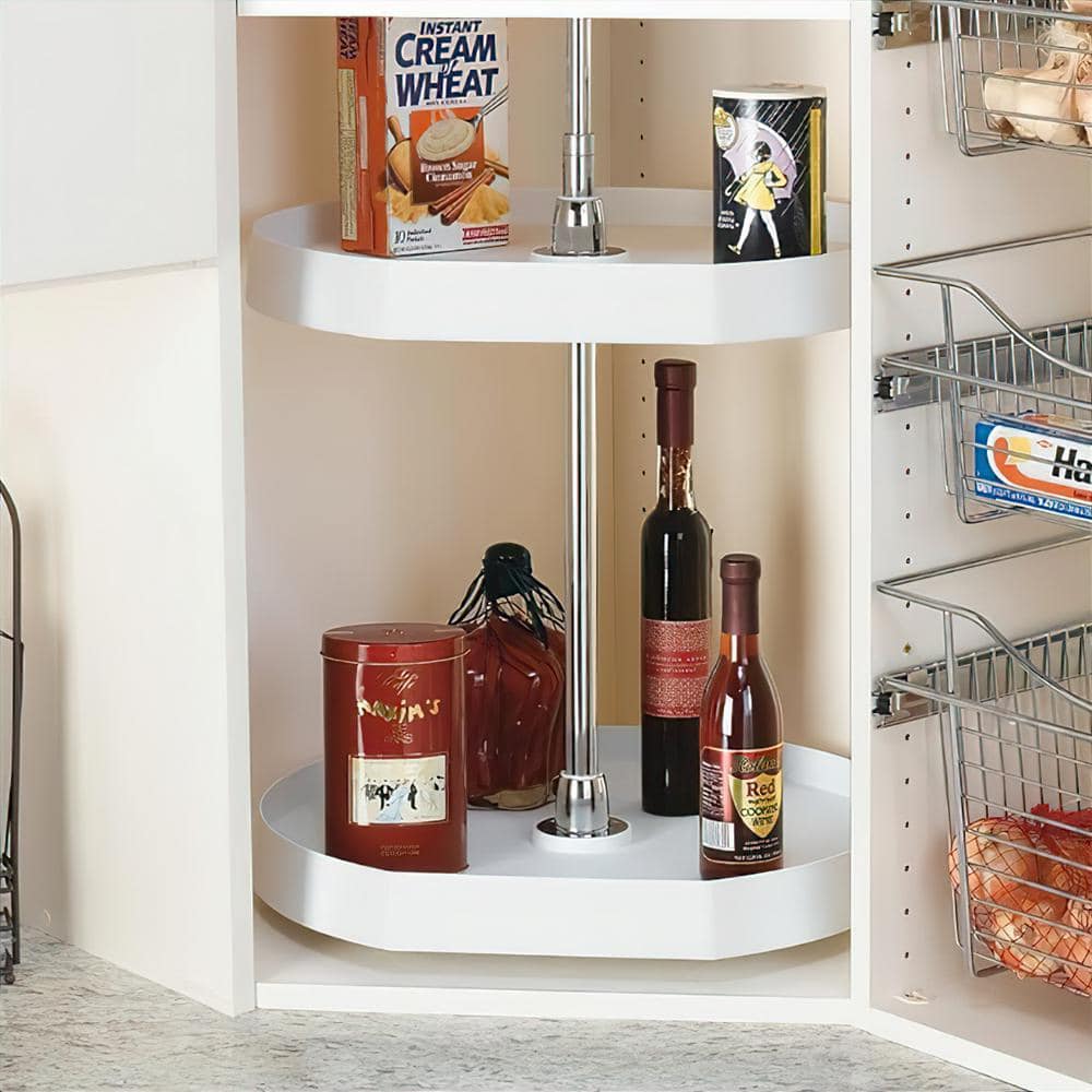 Rev-A-Shelf 2-Shelf White 20 in. Lazy Susan D-Shaped Cabinet Polymer