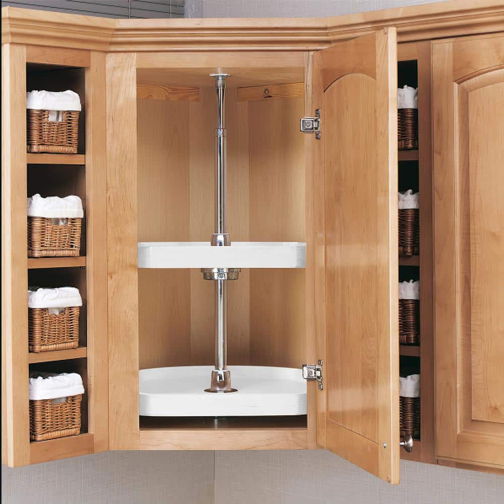 Rev-A-Shelf 2-Shelf White 20 in. Lazy Susan D-Shaped Cabinet Polymer