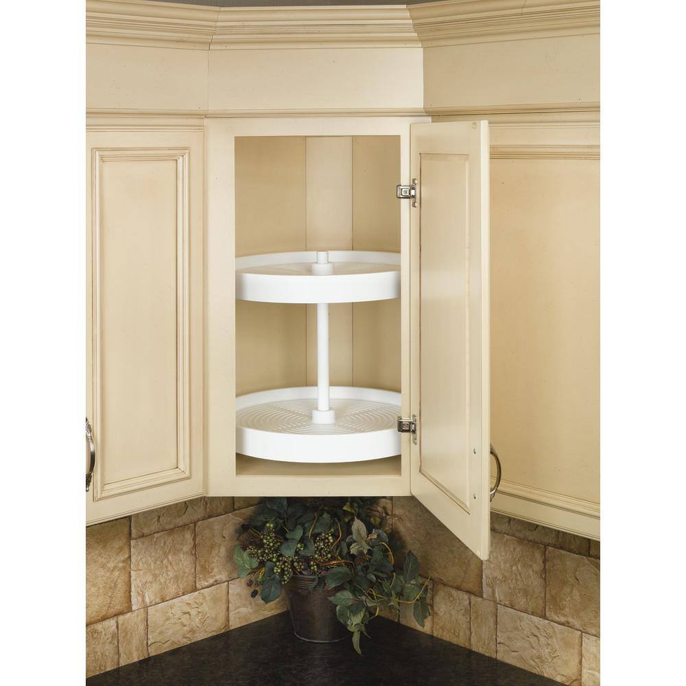 Rev-A-Shelf 31 in. H x 24 in. W x 24 in. D White Polymer Full Circle Bottom Mount 2-Shelf Lazy Susan Set