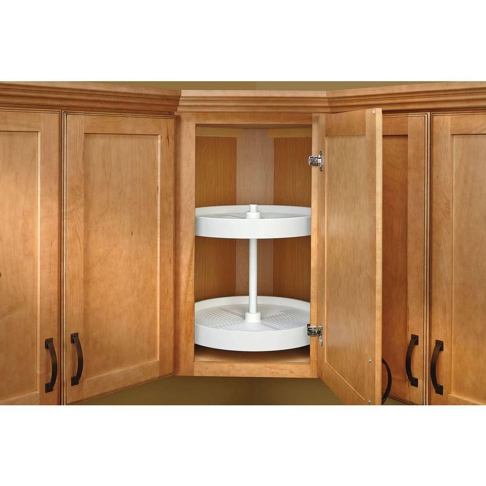 Rev-A-Shelf 31 in. H x 24 in. W x 24 in. D White Polymer Full Circle Bottom Mount 2-Shelf Lazy Susan Set