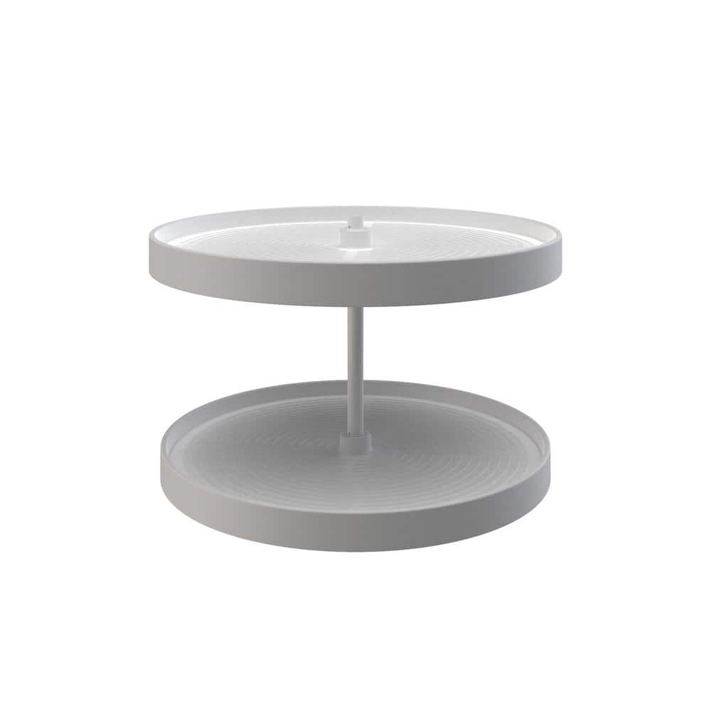 Rev-A-Shelf 31 in. H x 24 in. W x 24 in. D White Polymer Full Circle Bottom Mount 2-Shelf Lazy Susan Set