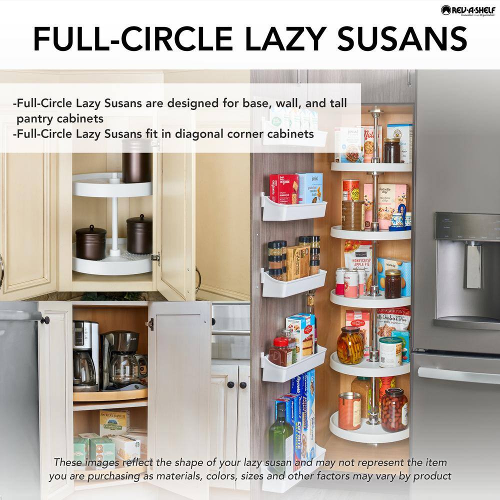 Rev-A-Shelf 31 in. H x 24 in. W x 24 in. D White Polymer Full Circle Bottom Mount 2-Shelf Lazy Susan Set