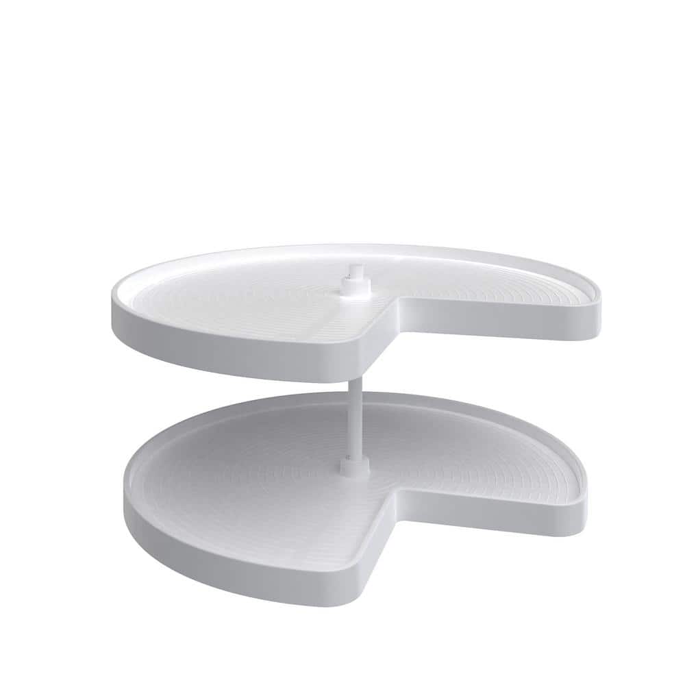 Rev-A-Shelf 18 in. H x 32 in. W x 32 in. D White Polymer Kidney Shape Bottom Mount 2-Shelf Lazy Susan Set