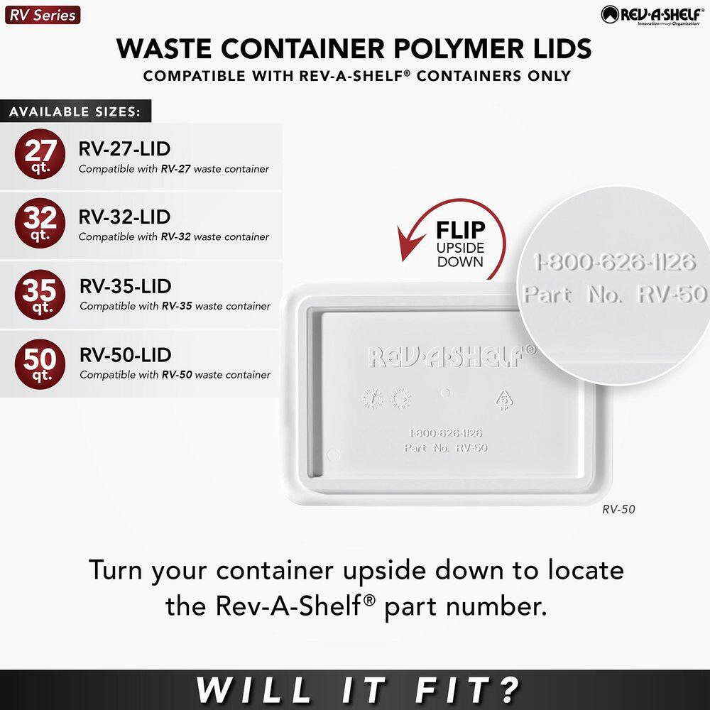 Rev-A-Shelf RV-35-LID-12-1 35-Quart Waste Container Lid Only – Champagne