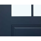 JELD-WEN 36 in. x 80 in. Left-Hand 4 Lite Clear Glass Revival Blue Painted Fiberglass Prehung Front Door with Brickmould