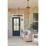 JELD-WEN 36 in. x 80 in. Left-Hand 4 Lite Clear Glass Revival Blue Painted Fiberglass Prehung Front Door with Brickmould