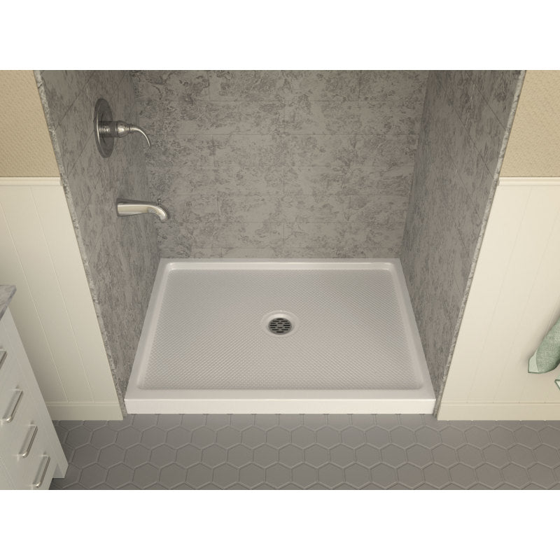 ANZZI Fissure Series 36 in. x 48 in. Single Threshold Shower Base in Glossy White