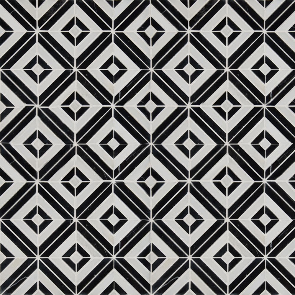 MSI Rhombix Nero 12 in. x 12 in. Polished Marble Mesh-Mounted Floor and Wall Tile (10 sq. ft./Case)