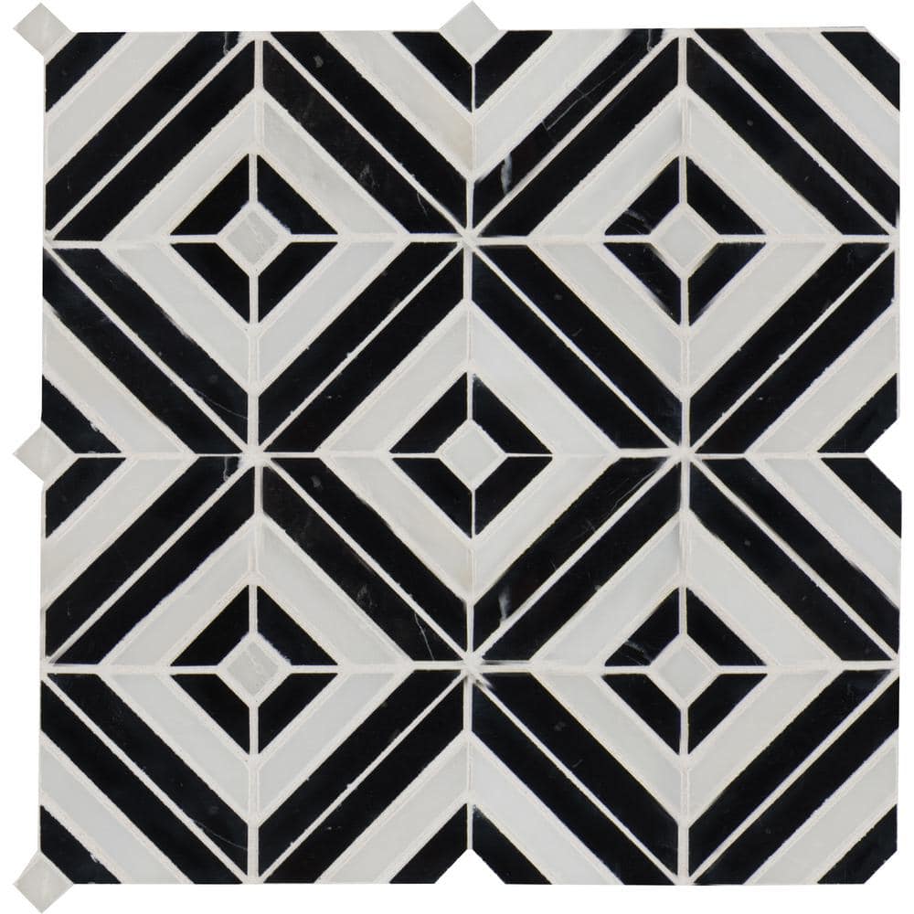 MSI Rhombix Nero 12 in. x 12 in. Polished Marble Mesh-Mounted Floor and Wall Tile (10 sq. ft./Case)