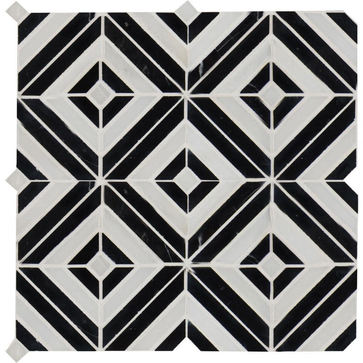 MSI Rhombix Nero 12 in. x 12 in. Polished Marble Mesh-Mounted Floor and Wall Tile (10 sq. ft./Case)