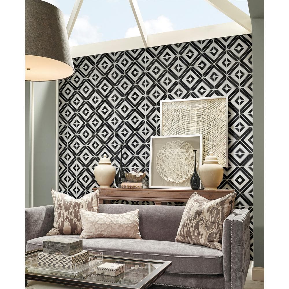 MSI Rhombix Nero 12 in. x 12 in. Polished Marble Mesh-Mounted Floor and Wall Tile (10 sq. ft./Case)
