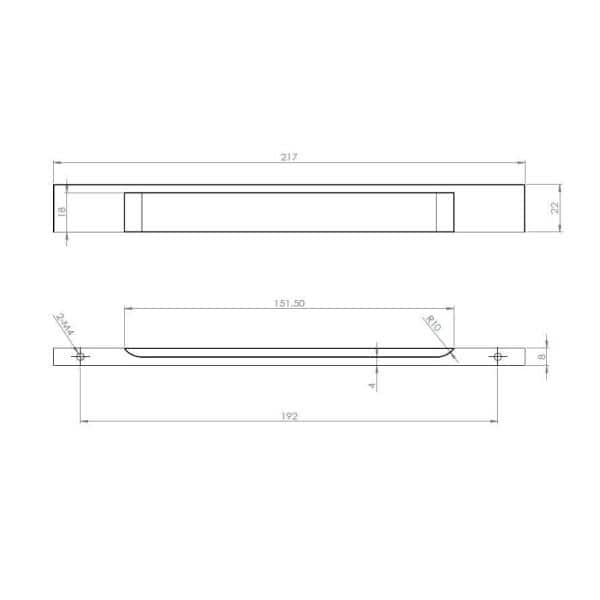 Richelieu Viareggio 7-9/16 in. (192 mm) Center-to-Center White Aluminum Contemporary Finger Drawer Pull