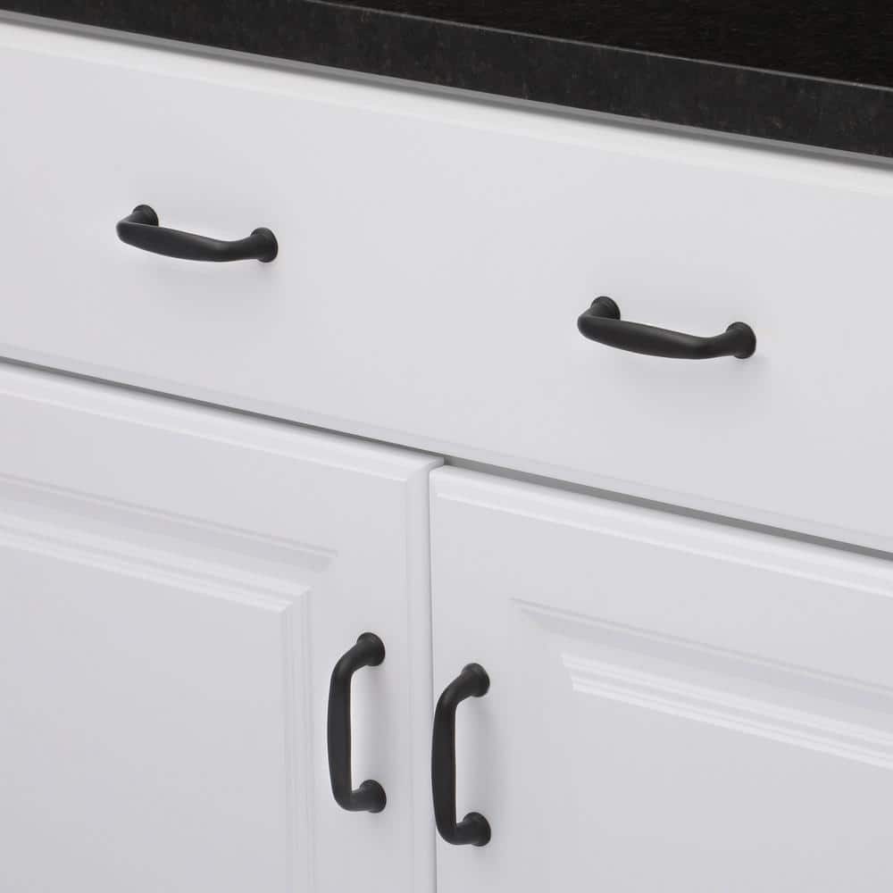 Richelieu 3 in. (76 mm) Center-to-Center Matte Black Traditional Drawer Pull