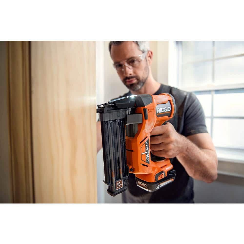 RIDGID 18V Brushless Cordless 18-Gauge 2-1/8 in. Brad Nailer Kit with 18V Lithium-Ion 2.0 Ah Battery and 18V Charger