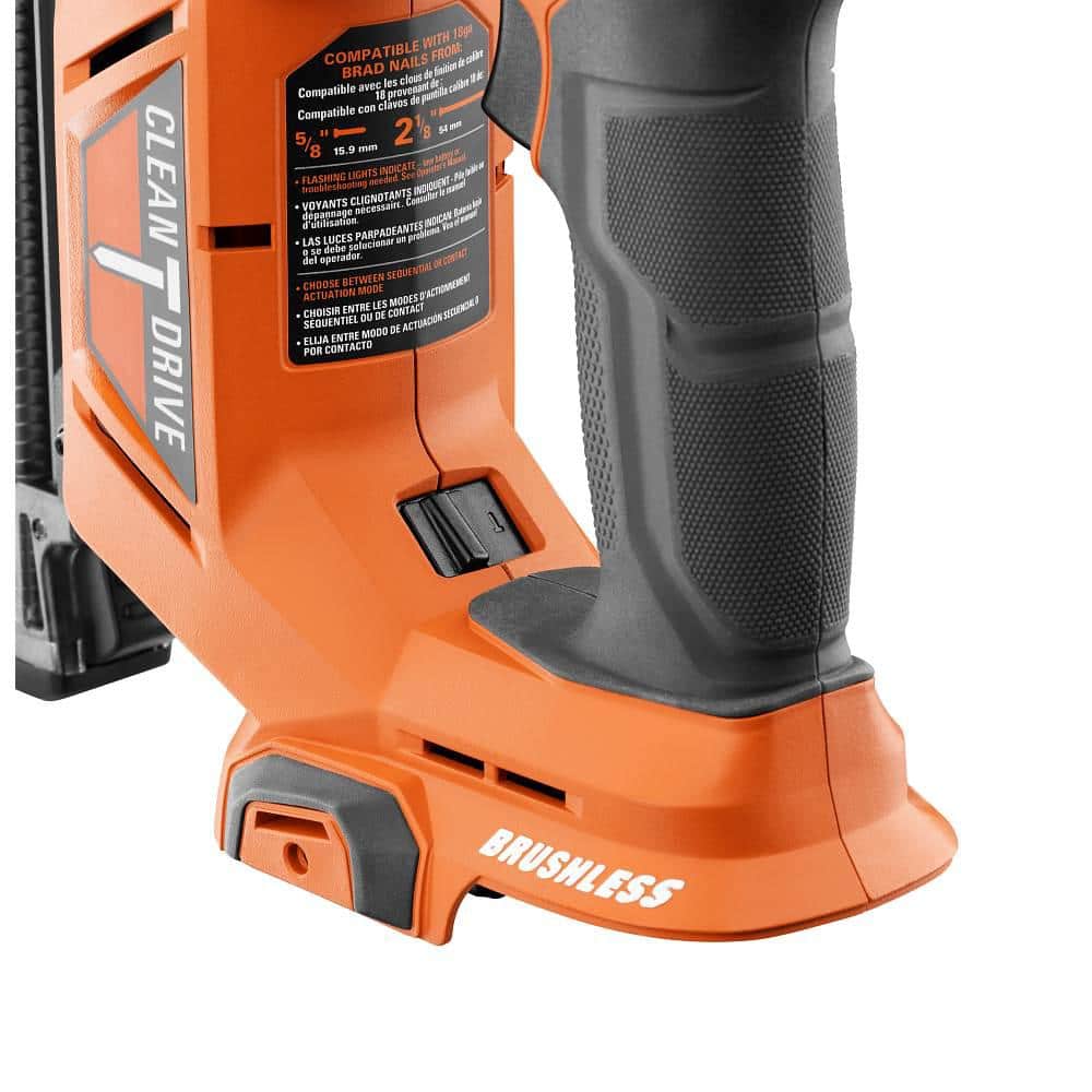RIDGID 18V Brushless Cordless 18-Gauge 2-1/8 in. Brad Nailer Kit with 18V Lithium-Ion 2.0 Ah Battery and 18V Charger