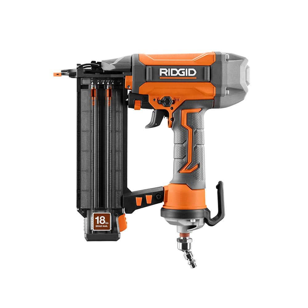 RIDGID Pneumatic 18-Gauge 2-1/8 in. Brad Nailer with CLEAN DRIVE Technology with Straight Finish Nailer