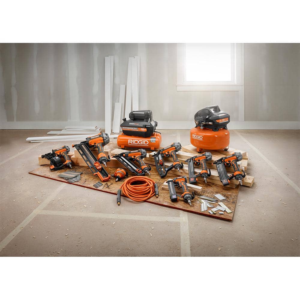 RIDGID Pneumatic 18-Gauge 2-1/8 in. Brad Nailer with CLEAN DRIVE Technology with Straight Finish Nailer